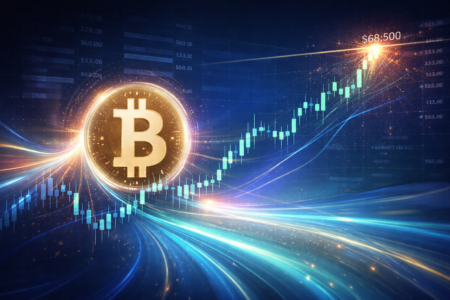 Bitcoin price testing 68500 resistance level chart